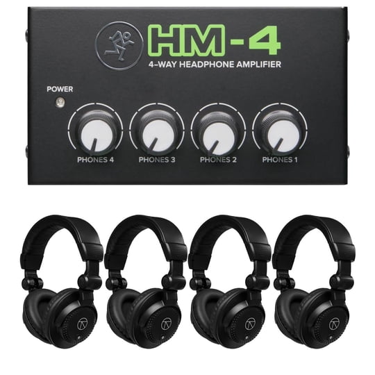 Amplificador De Audífonos Mackie Hm-4 De 4 Vías Con 4 Audífonos