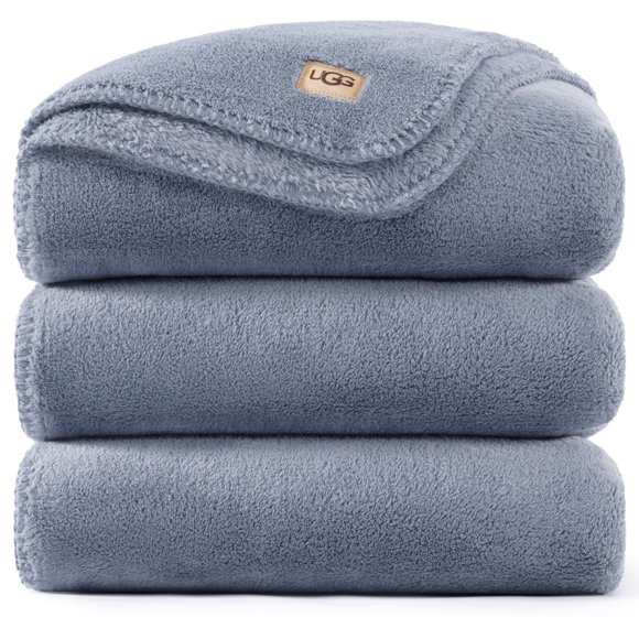 Manta UGG 279 cm x 228 cm de felpa suave azul