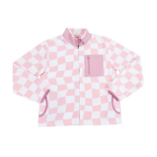 Poleron Niña Teen Polar Full Print Rosado Corona