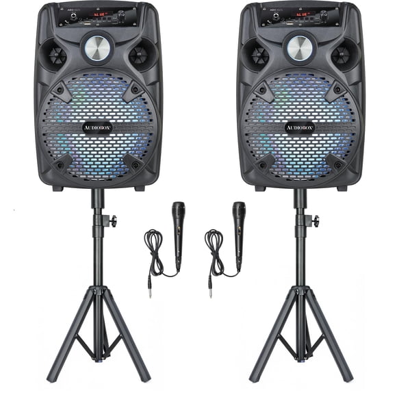 Altavoces PA Audiobox 20 cm Bluetooth con 2 micrófonos – Pack