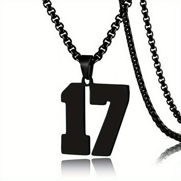 1pc Stylish Stainless Steel Men's Athletes Number Pendant Necklace - Perfect for Baseball, Basketball, and Football Teams - Long Chain Necklace with Sports Number - Ideal Gift for Boys