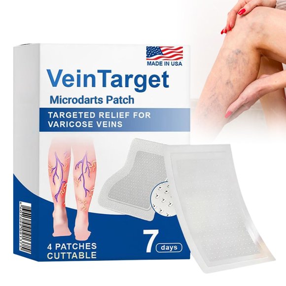 Parche VeinTarget Microdarts, Tratamiento Profesional de Várices para Piernas, Parche Gfuel Vein Target, Tratamiento Natural para Piernas con Ingredientes Naturales para Todo Tipo de Piel (1 Paquete)