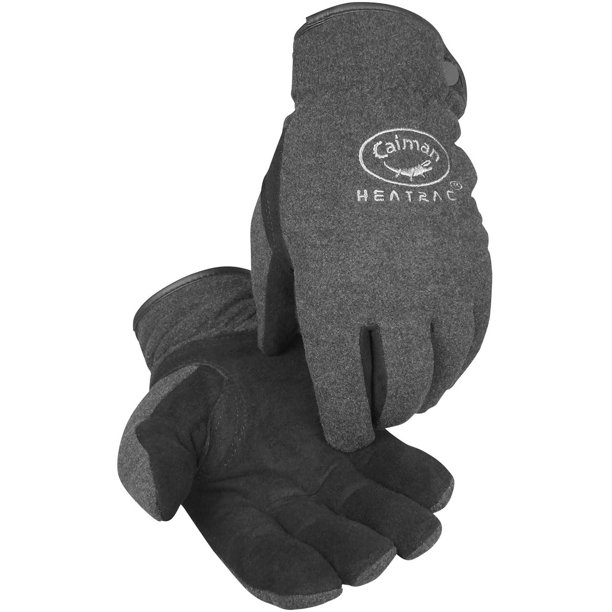 Guantes de trabajo Caiman de piel de ciervo talla grande, compatibles con pantalla táctil, color negro