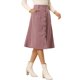 thumbnail image 4 of INSPIRE CHIC Falda Midi de Pana de Cintura Alta para Mujer, Línea A, con Botones al Frente, Plisada, con Cinturón y Bolsillos, Rosa M, 4 of 5