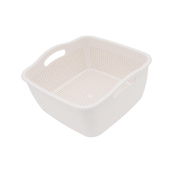 Cesta De Lavado De Frutas Y Verduras De Doble Capa, Lavabo De Limpieza De Frutas Para Ensaladas, Blanco L