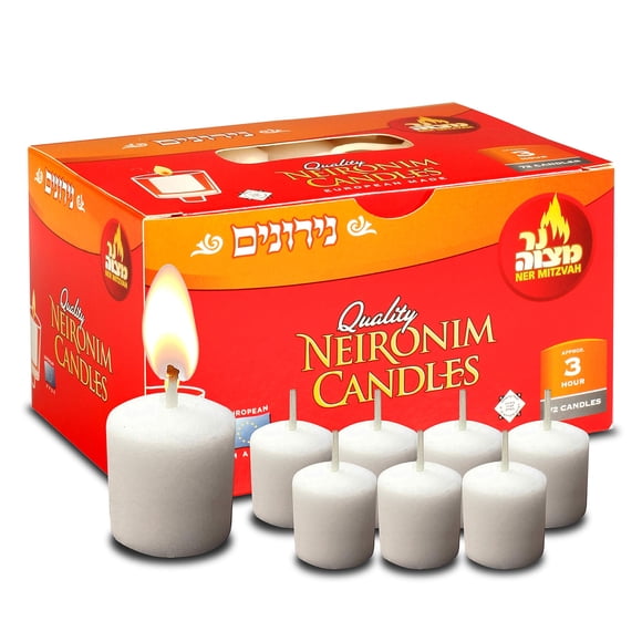 Velas Ner Mitzvah - Pack de 72 unidades, 3 h de duración