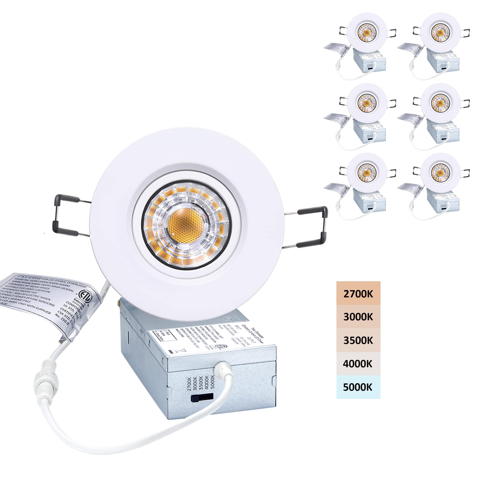 Luminaria Popanu De 3" 8 W, 5 Cct, Regulable, Orientable, Paquete De 6