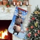 thumbnail image 1 of Día de la Marmota Tema: Calcetines de Navidad, fino lino blanco para colgar en escaleras y chimenea, decoración navideña para el hogar, regalo de Navidad.54cm×38cm, 1 of 5