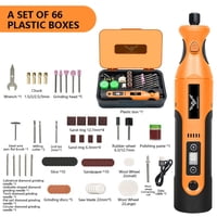 Jenabom - Herramienta De Grabado Eléctrica De Mano Naranja, Incluye 66 Accesorios, Kit De Herramientas Rotativas Multifunción De Velocidad Variable Con Carga Usb, Ideal Para Lijar, Pulir Y Grabar.