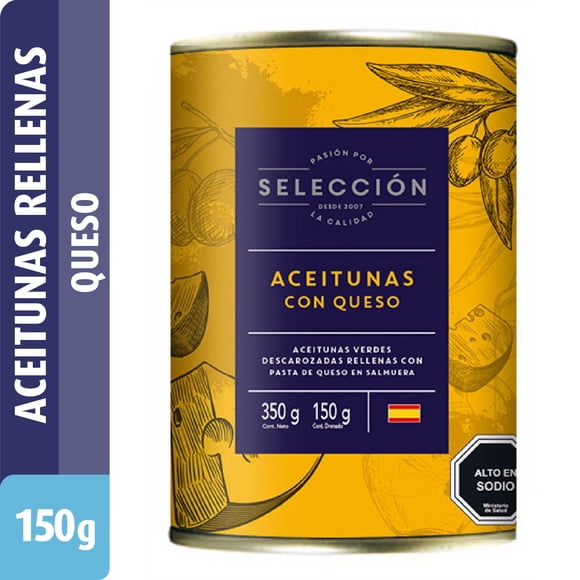 Aceitunas Rellenas con Queso, Drenado 150 g - Neto 350 g