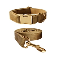 Xusx111 - Conjunto De Collar Y Correa Para Perros, Collares De Terciopelo Suaves Y Cómodos Con Hebilla De Metal Pesada Y Plomo Ajustable Para Perros Pequeños Y Medianos (Marrón)