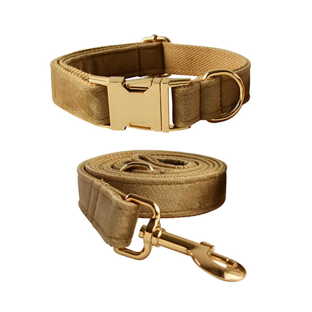 Xusx111 - Conjunto De Collar Y Correa Para Perros, Collares De Terciopelo Suaves Y Cómodos Con Hebilla De Metal Pesada Y Plomo Ajustable Para Perros Pequeños Y Medianos (marrón)