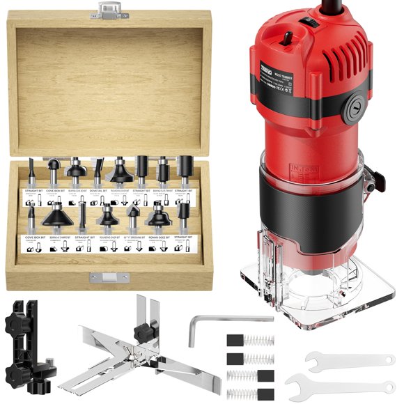 Router para Madera TEENO 6.5A 1.25HP 6 Velocidades Kit de 15 Brocas