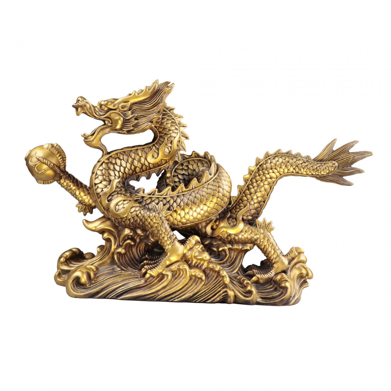 Magideal - Figuras Decorativas De Estatua De Dragón Chino, Escultura De Decoración De Mesa, Adorno De Estatuilla De Dragón Chino Para Decoración Del Hogar Del