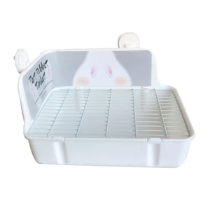 Ioensy - Caja De Arena Para Conejos, Inodoro Para Mascotas, Gato, Conejos, Conejito, Animal Pequeño, Orinal, Entrenador, Blanco, Gris