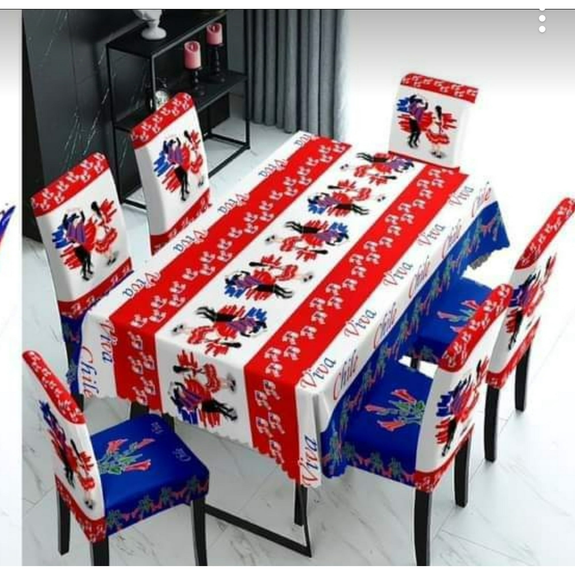 Pickacho - Mantel Rectangular Más 6 Fundas De Silla Fiestas Patrias