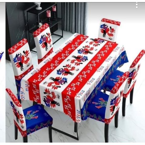 Pickacho - Mantel Rectangular Más 6 Fundas De Silla Fiestas Patrias