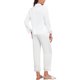 thumbnail image 3 of INSPIRE CHIC Conjunto de Pijama de Satén para Mujer con Manga Larga, Cuello con Solapa y Botones, Pantalones con Encaje Calado para Ocasiones Nupciales Talla X-Large Blanco, 3 of 6