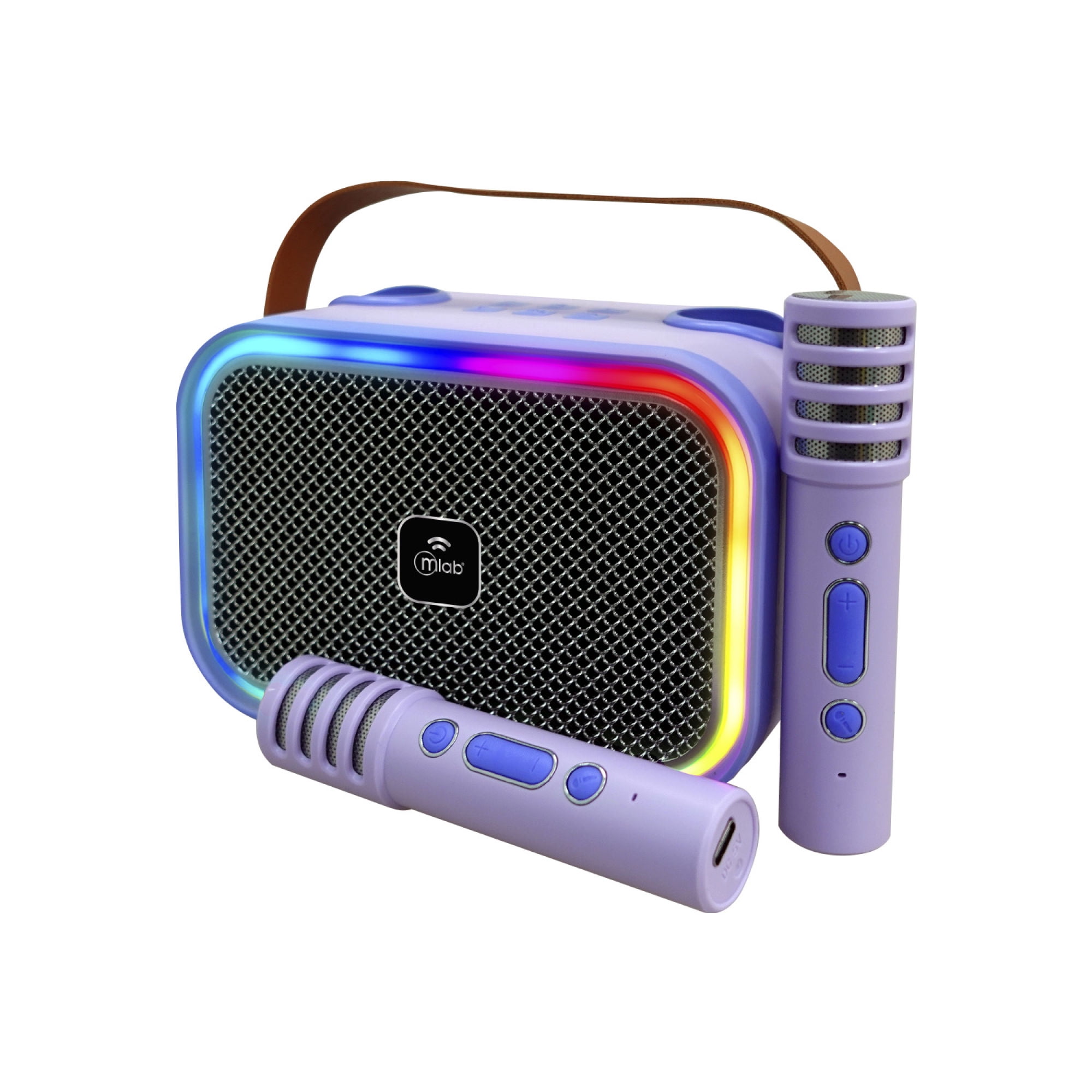 Parlante karaoke my lil voice luz rgb 2 microfonos inalambricos