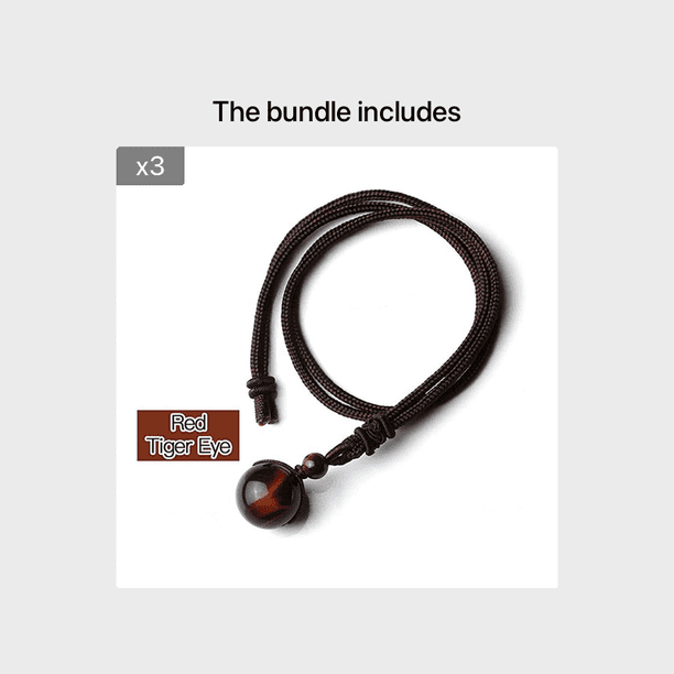 Pure Natural Tiger's Eye Stone Pendant Necklace - Adjustable Lucky Blessing Beads for Health and Wealth
