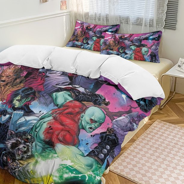 Guardians of The Galaxy Family Bed 3 Piece Set Personalized Bedding Decor for Kids And Teens Anime Student Dormitory Cover