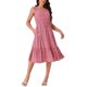 thumbnail image 2 of INSPIRE CHIC Vestido Midi Sin Mangas con Estampado Floral de Mujer, Escote en V, Volantes en Capas, Cintura Elástica, Vestido de Verano Casual con Bolsillos Rojo S, 2 of 5