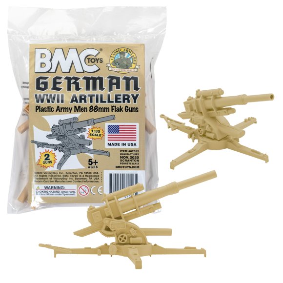 Artillería alemana Toy BMC Classic, 88 mm, artillería, 2 unidades, plástico tostado