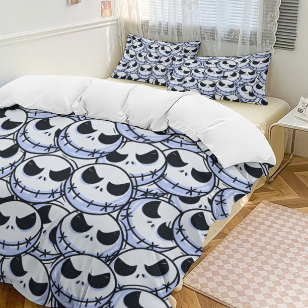 White The Nightmare Before Christmas Comforter Set Soft 3 Pcs Twin Bedding Sets Thicken for All Season
