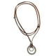 thumbnail image 3 of Cadena De Cordón De Cuero Ajustable Hombres Mujeres Colgante Vintage Collar De Dos Círculos, 3 of 3