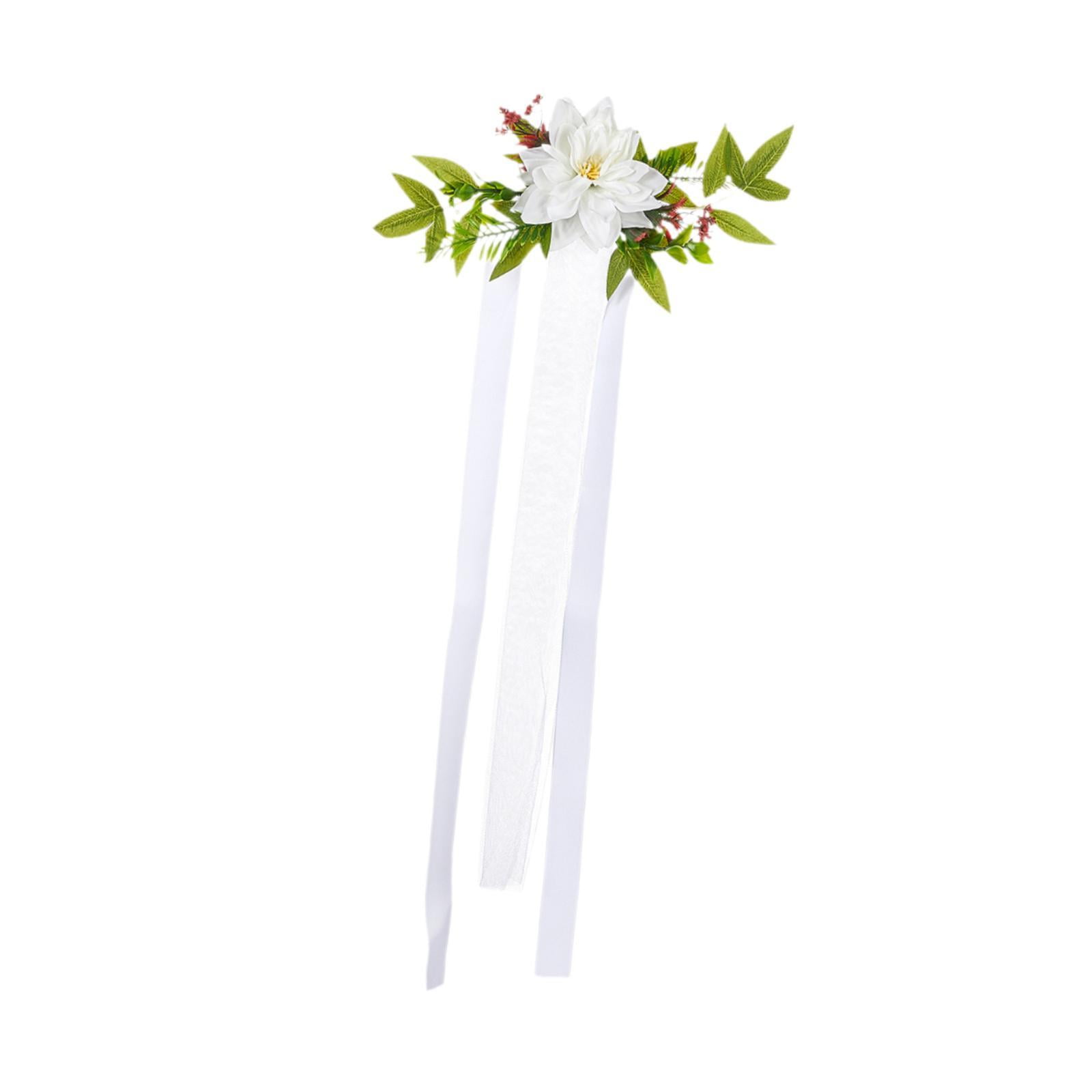 Magideal - Flor De La Silla De Boda, Arreglo Floral, Flores Decorativas Artificiales, Decoración De La Silla Del Pasillo De Boda Para La Celebración Blanco