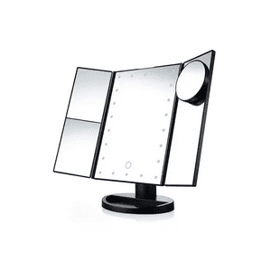 Genérico - Espejo Maquillaje 22 Luces Led Aumento X1, X2, X3, X10 Giratorio Negro