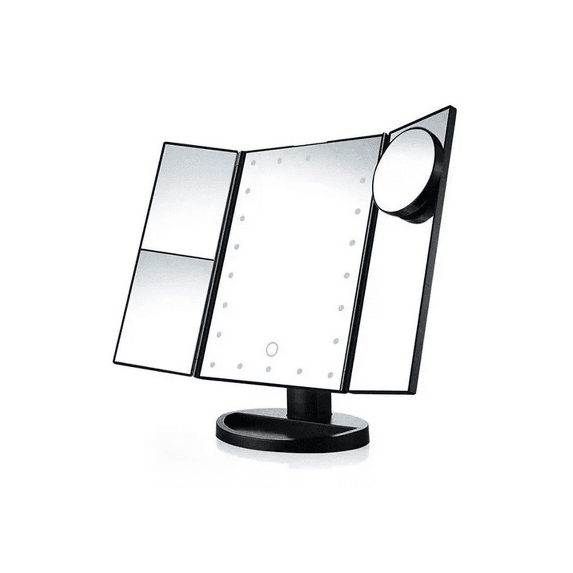 Genérico - Espejo Maquillaje 22 Luces Led Aumento X1, X2, X3, X10 Giratorio Negro