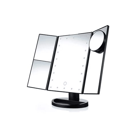 Genérico - Espejo Maquillaje 22 Luces Led Aumento X1, X2, X3, X10 Giratorio Negro