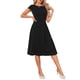 thumbnail image 4 of Vestido de Línea A INSPIRE CHIC para Mujeres con Cuello Barco, Manga Corta, Pliegues Vintage, Fiesta de Cóctel, Midi, S Negro, 4 of 6