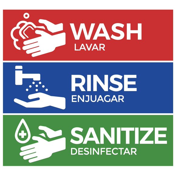 Etiquetas para fregadero Safety Supply Mart 7 cm x 23 cm pack de 3