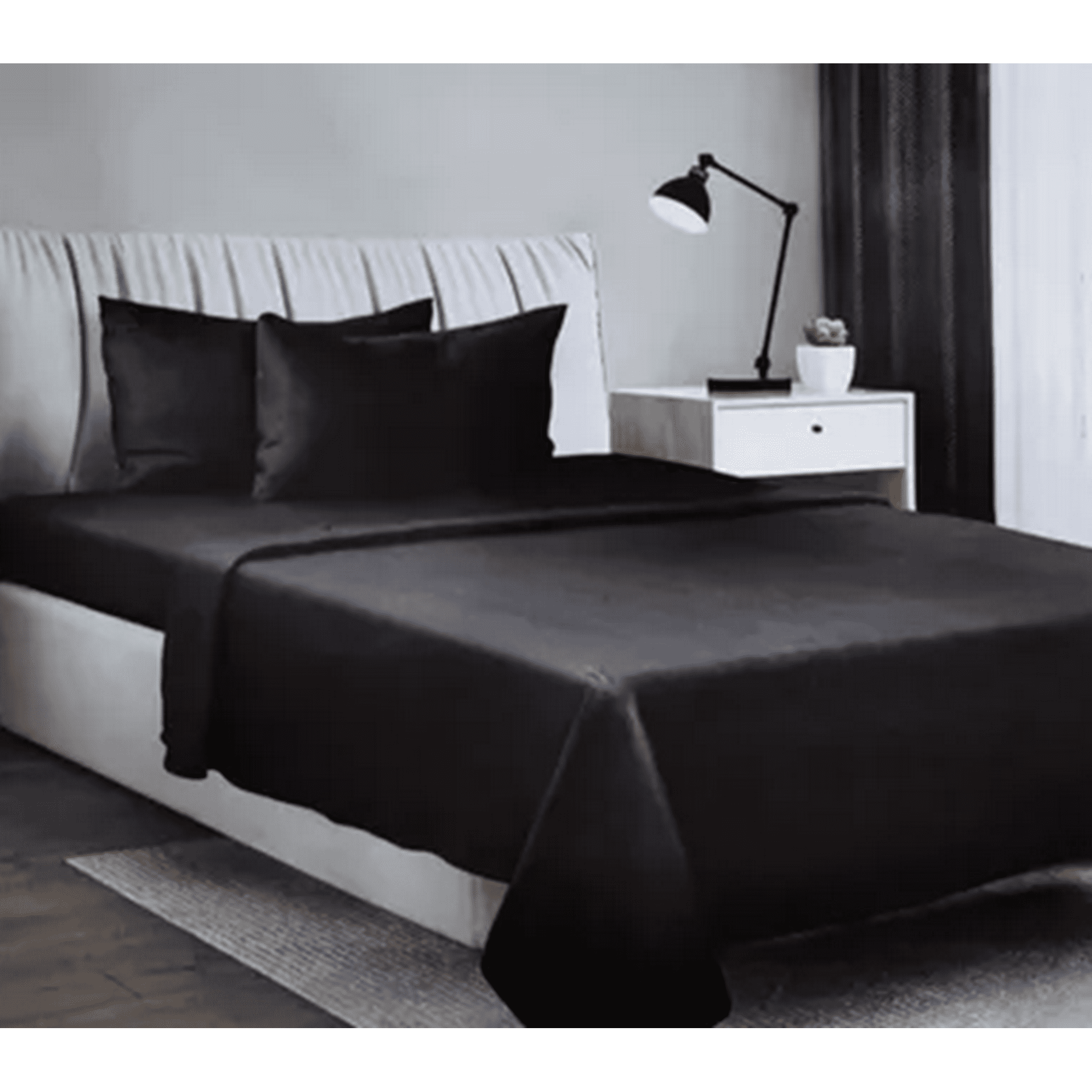 Genérico - Juego Sabana Polar 2 Plazas Color Negro