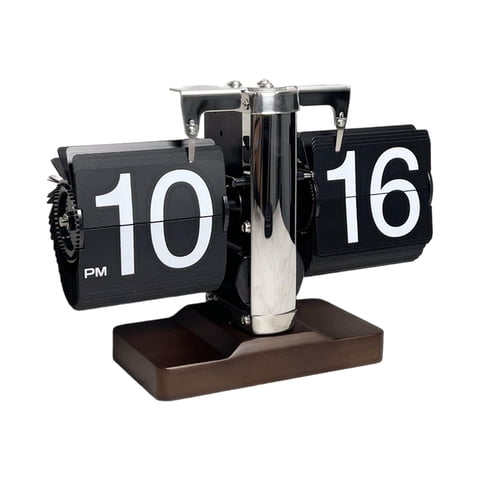Magideal - Reloj Giratorio Automático Para Buscapersonas, Reloj Digital Automático, Reloj De Mesa, Reloj Mecánico, Reloj Digital Con Tapa Para Decoración De Sala Negro