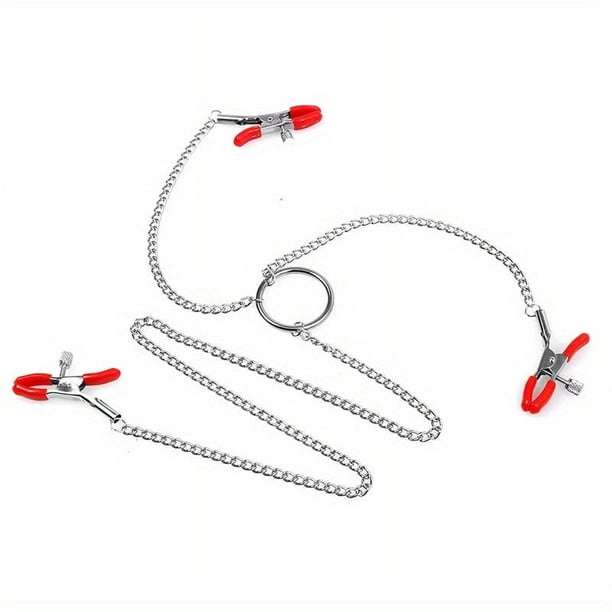 1pc Adult BDSM Erotic Temptation: 3-Headed Long Chain Metal Nipple Clip - Perfect Alternative Toys for Female Nipple Play!