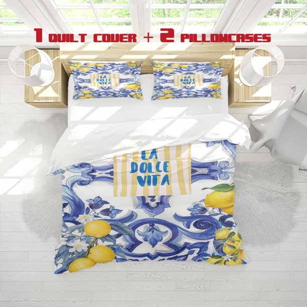 3pcs LA DOLCE VITA Printed Three Piece bedding Soft Duvet Cover And Two Pillowcases