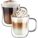 thumbnail image 1 of Juego de tazas de café de vidrio borosilicato para latte macchiato de doble capa adelgazante, juego de 2 piezas de 350 ml con asa, adecuado para una variedad de bebidas, 1 of 6