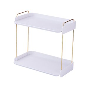 Magideal - Estante De Pie Extensible Apilable Sólido Resistente Contenedor Soporte Cosmético Especias Estante De Maquillaje Para Dormitorio Hogar Ducha Oficina 2 Capas De Blanco