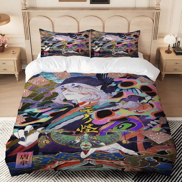 3pcs The Ashes of Rage Musou Monster Kimono Charm Print Three-Piece Set Duvet Cover + 2 Pillowcases