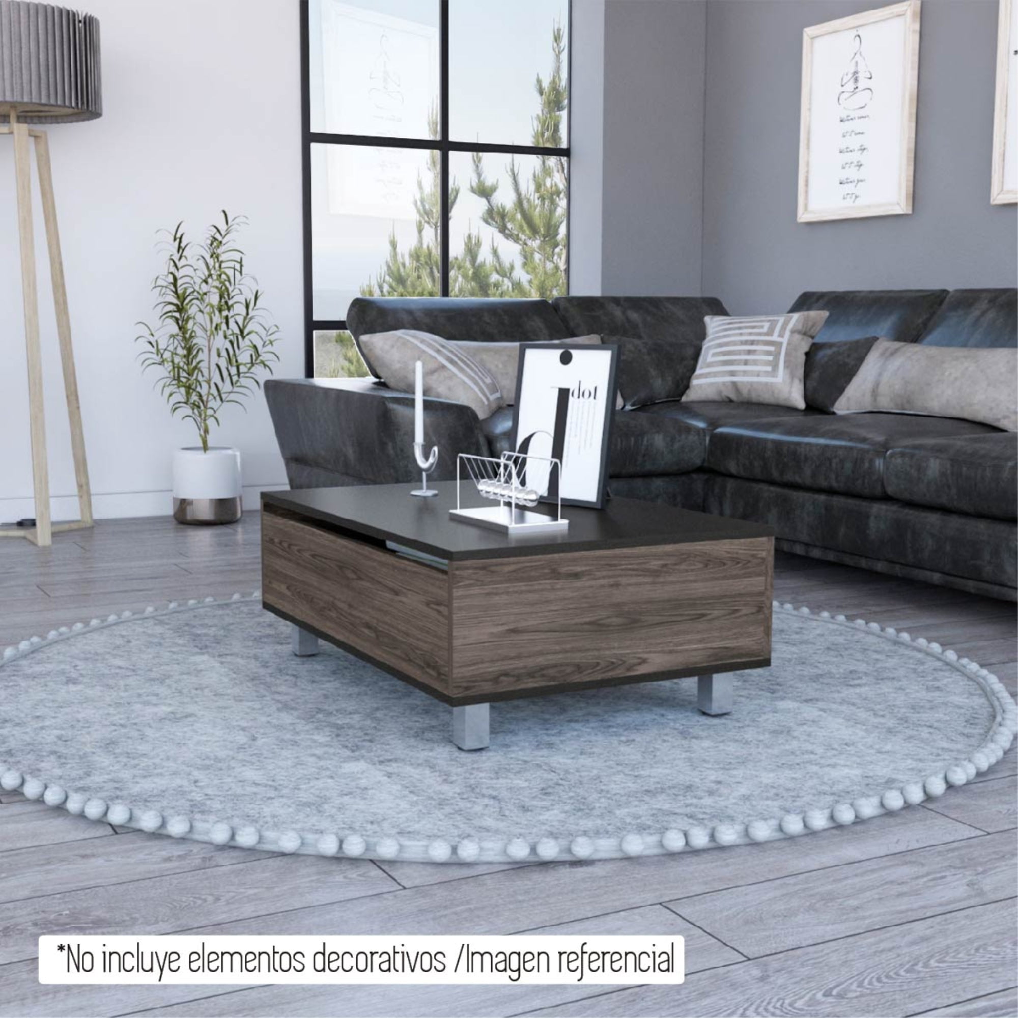 Tuhome - Mesa Funcional 5g Coñac Y Wengue 43,3x80x54,5 Cm