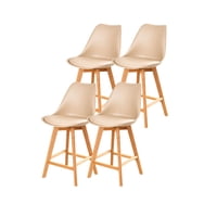 Habita2 Chile - Pack 4 Taburetes Tulip Wood Acolchado 66Cm - Beige