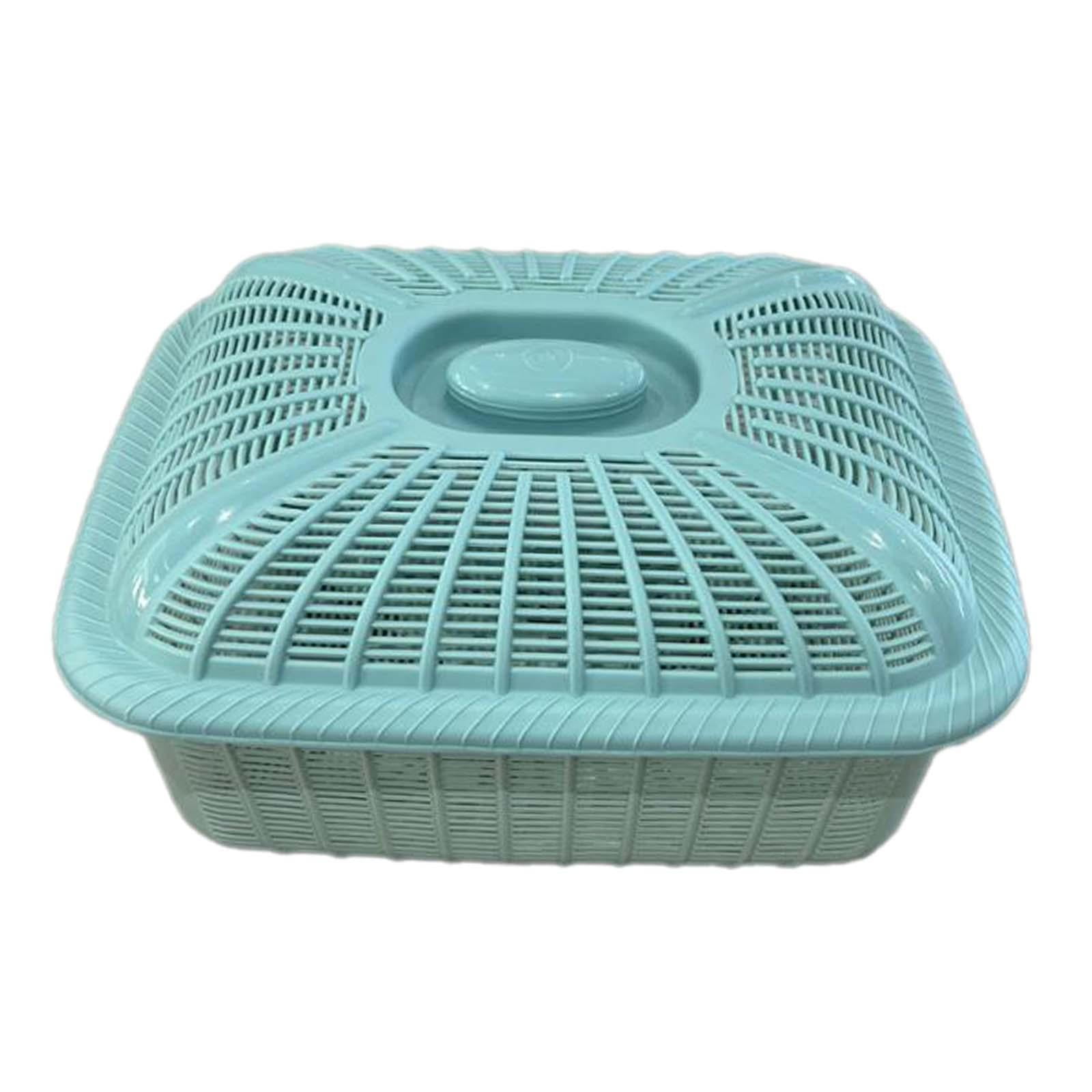 Bothyi - Cesta De Frutas Con Tapa, Organizador De Accesorios De Cocina, Cesta De Pan Para Servir, Azul, Pequeño