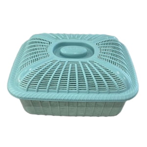 Bothyi - Cesta De Frutas Con Tapa, Organizador De Accesorios De Cocina, Cesta De Pan Para Servir, Azul, Pequeño