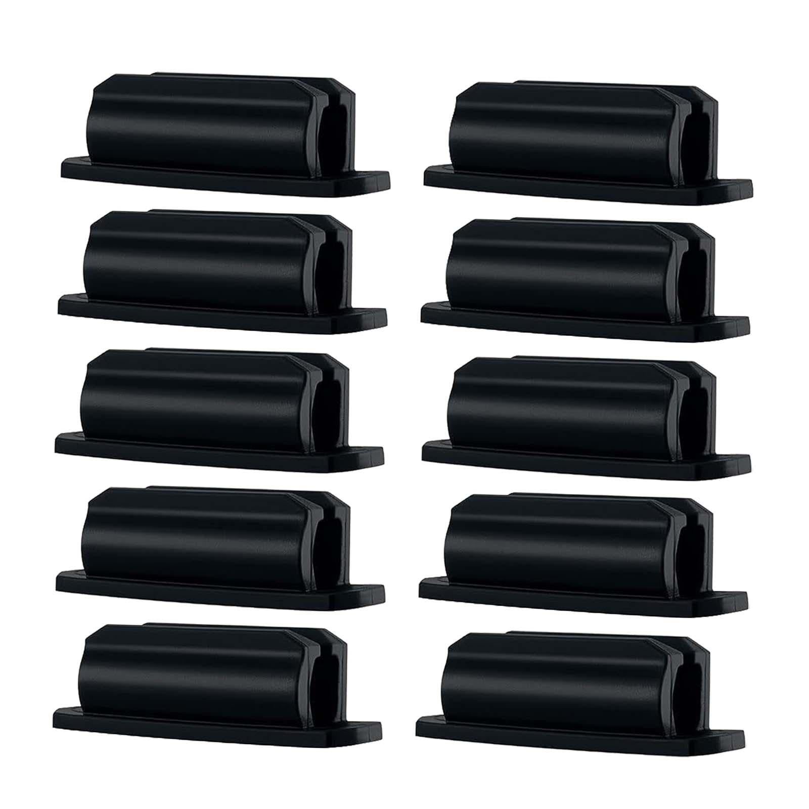 Magideal - 10 Soportes Adhesivos De Silicona Para Bolígrafos Para Escritorio, Soporte De Clip Para Bolígrafo, Pincel, Clip De Lápiz Extraíble Para Portapapeles, Negro