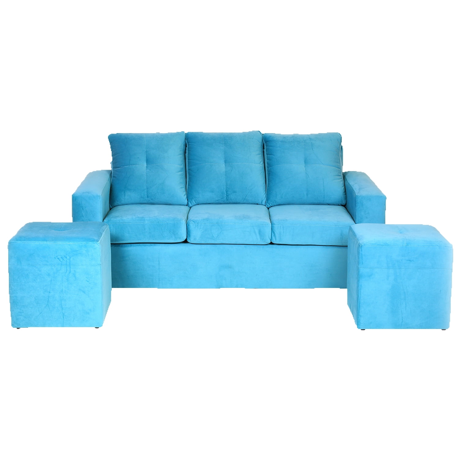 Muebles América - Living Emilia Felpa Turquesa