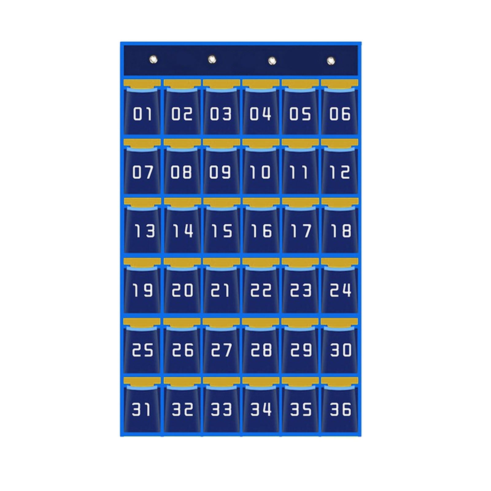 Magideal - Gráfico De Bolsillo Para El Aula Para Teléfono Móvil Y Soporte Para Calculadora, Gráfico De Bolsillo Para Colgar En La Puerta Para El Aula Con Número Azul 36 Bolsillos.