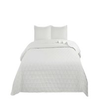 Genérico - Cubrecama Quilt De Verano Con Pompones 2 Plazas Blanco